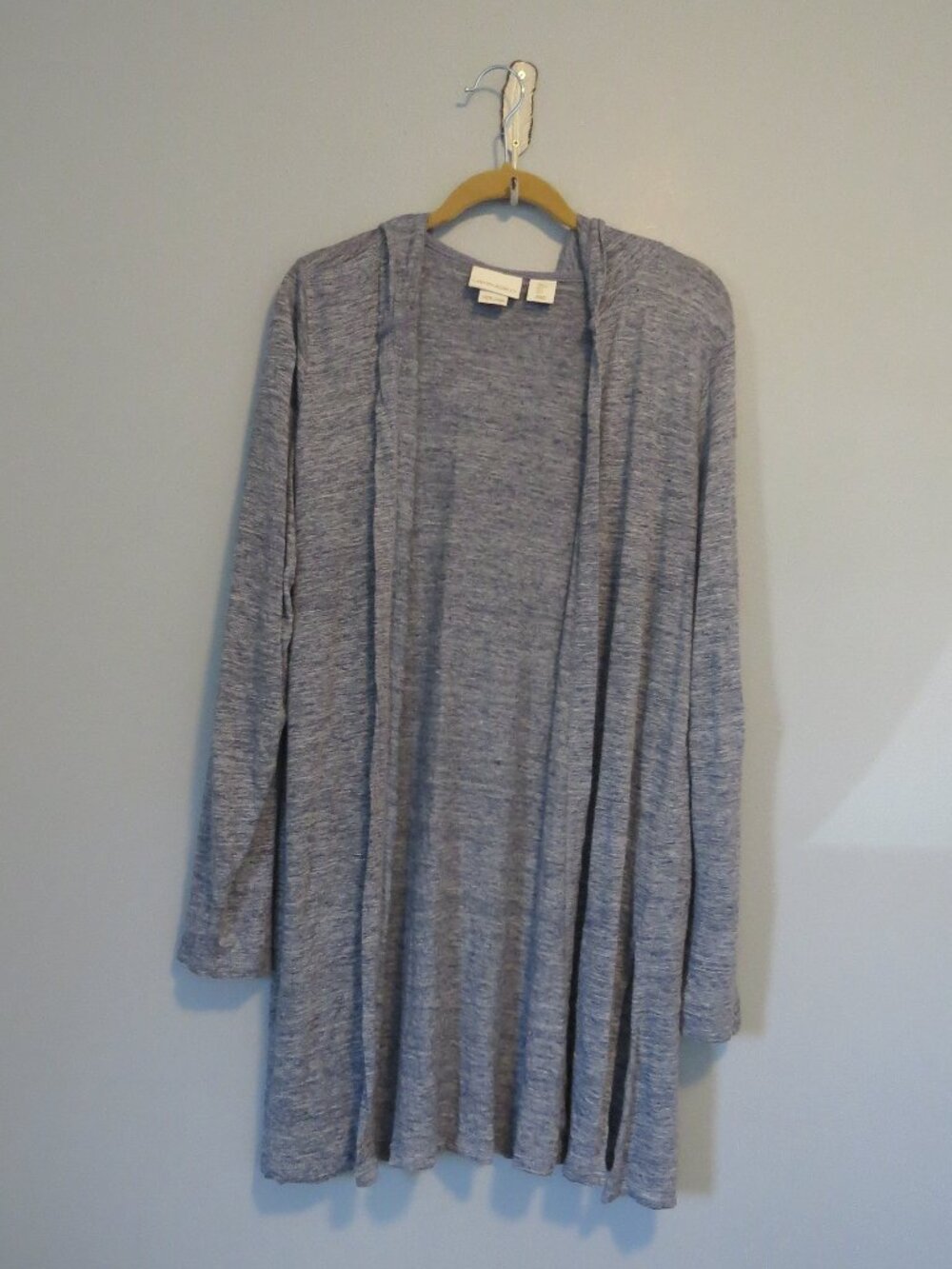 Cynthia Rowley 100% Linen Hooded Cardigan Sz L Blue Gray Heathered